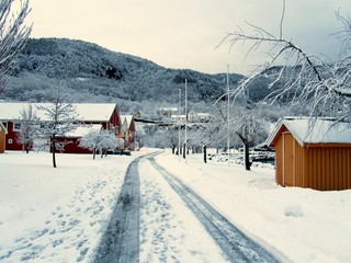 A town in winter with a lot of snow, Norway