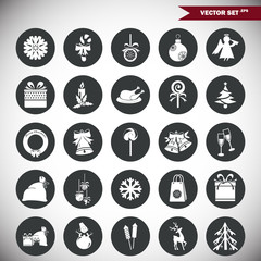 Set of twenty five Christmas icons web and mobile