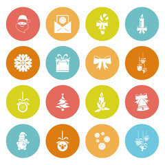 Set of sixteen Christmas icons web and mobile