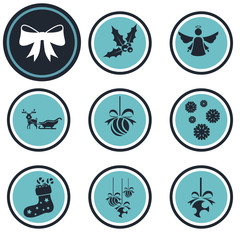 Set of nine Christmas icons web and mobile