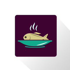 Fototapeta premium A plate with baked fish icon