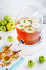 Apple, white wine punch, tea, mulled cider 