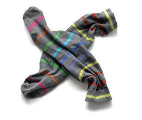 Gray socks with colored stripes. Second hand