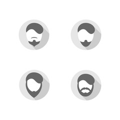 Beard icons, flat design. Vector set of hipster style