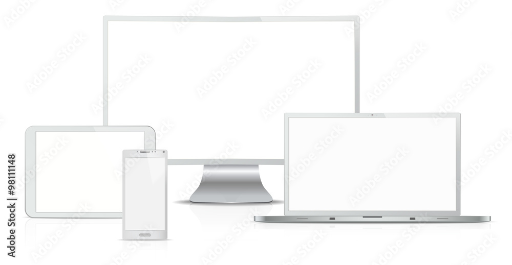 Canvas Prints responsive web design. vector of non branded electronic devices. steel. front view. copy space.