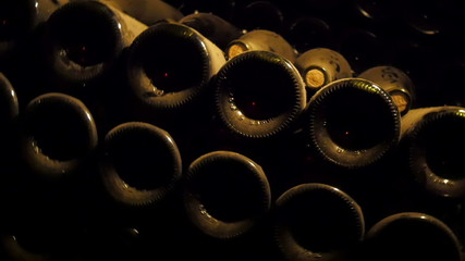 Closer look of the wine bottles inside the cellar. A wine cellar is a storage room for wine in bottles or barrels or more rarely in carboys amphorae or plastic containers. 