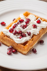 Waffles with pomegranate.