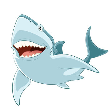 Happy cartoon shark
