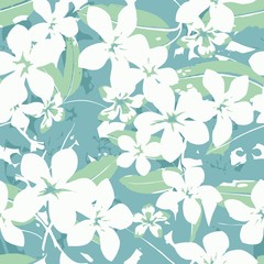 Seamless Tropical Floral Pattern Background 