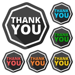 Thank you icons set with long shadow