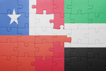 puzzle with the national flag of united arab emirates and chile