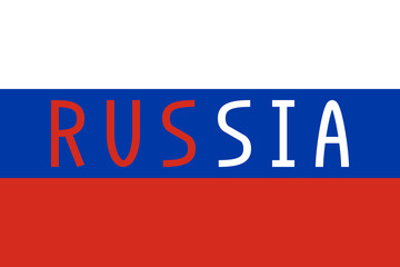 Russian flag and word Russia