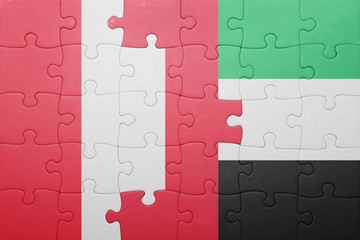 puzzle with the national flag of united arab emirates and peru