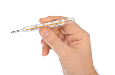Hand with thermometer