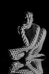 The  body of woman with black and white pattern
