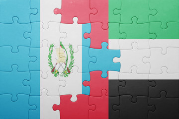 puzzle with the national flag of united arab emirates and guatemala