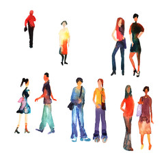 Fototapeta premium Men and women drawn watercolor. Design for banners, cards and concepts.