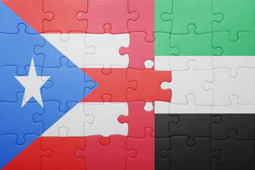 puzzle with the national flag of united arab emirates and puerto rico