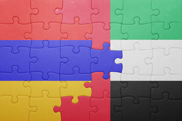 puzzle with the national flag of united arab emirates and armenia