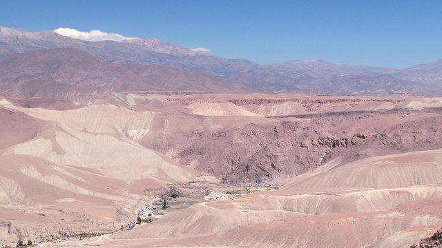 View to the mountains and valley at 3500 meters above sea level near the town of Putre, Chile.