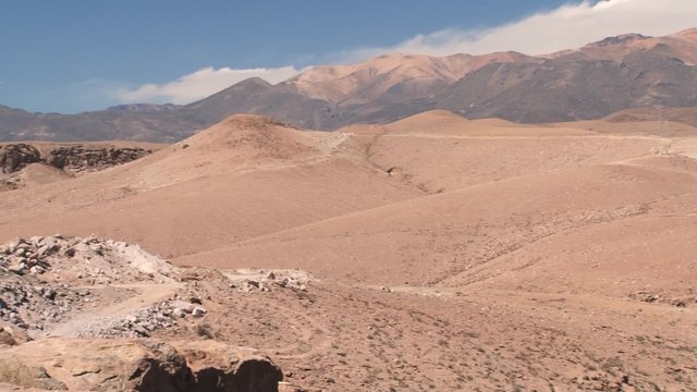 View to the mountains and road at 3500 meters above sea level near the town of Putre, Chile.