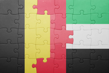 puzzle with the national flag of united arab emirates and belgium
