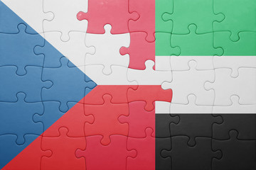 puzzle with the national flag of united arab emirates and czech republic