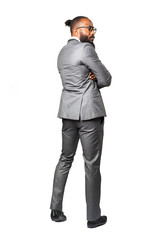 full body business black man backward
