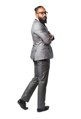 full body business black man backward
