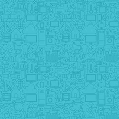 Thin Line Internet of Things Blue Seamless Pattern