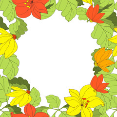 Floral texture with red and yellow flowers and place for your text