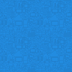 Blue Thin Line Internet of Things Seamless Pattern