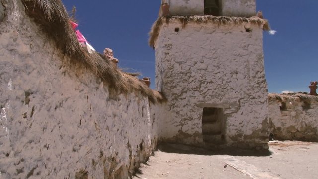 Exterior of the beautiful 17th century church of the Parinacota village in Lauca National Park, Chile. Parinacota village is located at 4400 meters above sea lavel. 