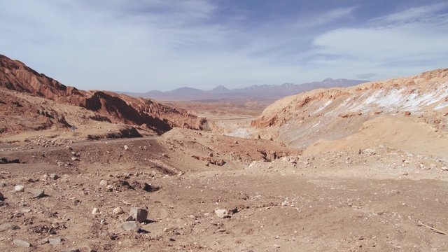 View to the empty road in Atacama desert neat the town of near San Pedro de Atacama, Chile.