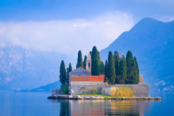 Landscape with the image of sea and mountains