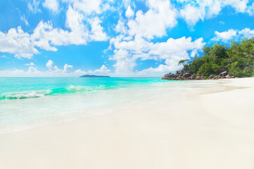 Tropical beach Anse Georgette at Praslin island, Seychelles