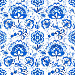 Floral seamless pattern in russian country style