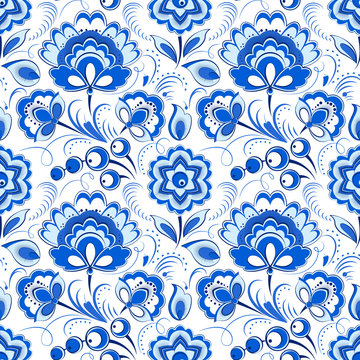 Floral seamless pattern in russian country style