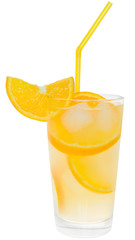 Cocktail with orange juice and ice cubes