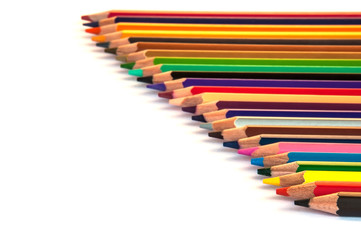 Colour pencils isolated on white background