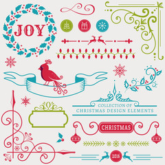 Christmas design elements. Vector set. - obrazy, fototapety, plakaty