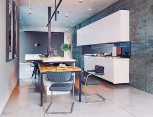contemporary kitchen. 3d concept
