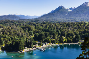 lake, beach, forest and mountains