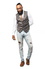 full body cool black man standing