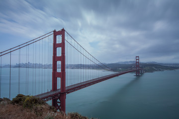 An empty Golden Gate Bridge.