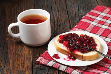 Tea and bread with jam