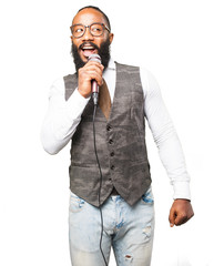 cool black man with a microphone