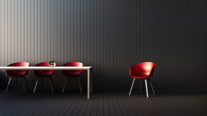 The modern RED-BLACK-WHITE interior of  Living / 3D render image