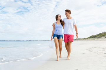 Romantic young couple on the beach