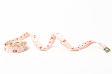 Measuring tape isolated on white background with area for text